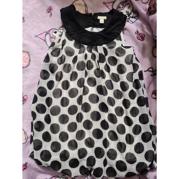 The Children's Place 1989 Size 10 Juniors Kids Girls Polka Dot Dress Lace Layers - Picture 1 of 5